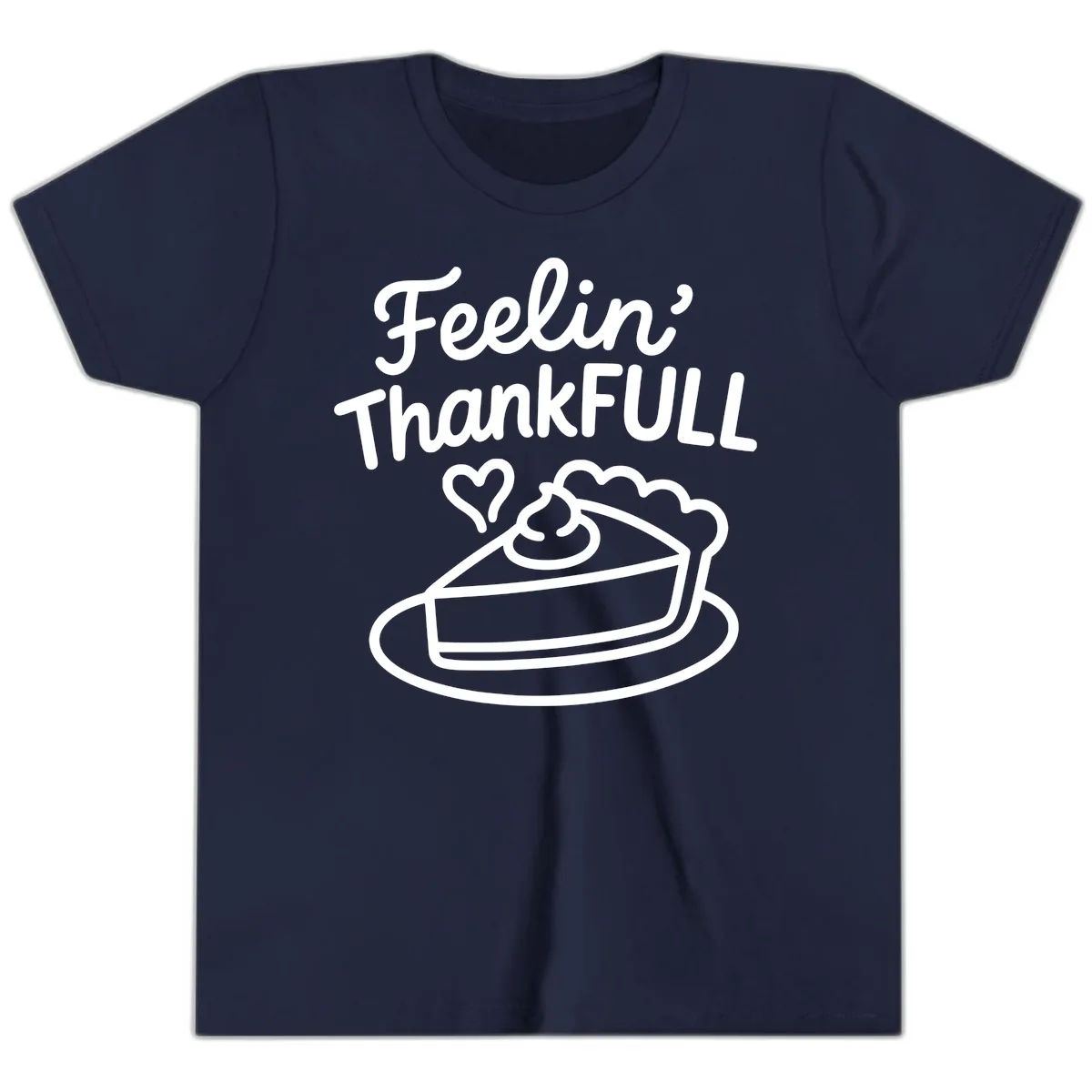 Feelin Thankfull Pie Slice Youth T-Shirt in Navy