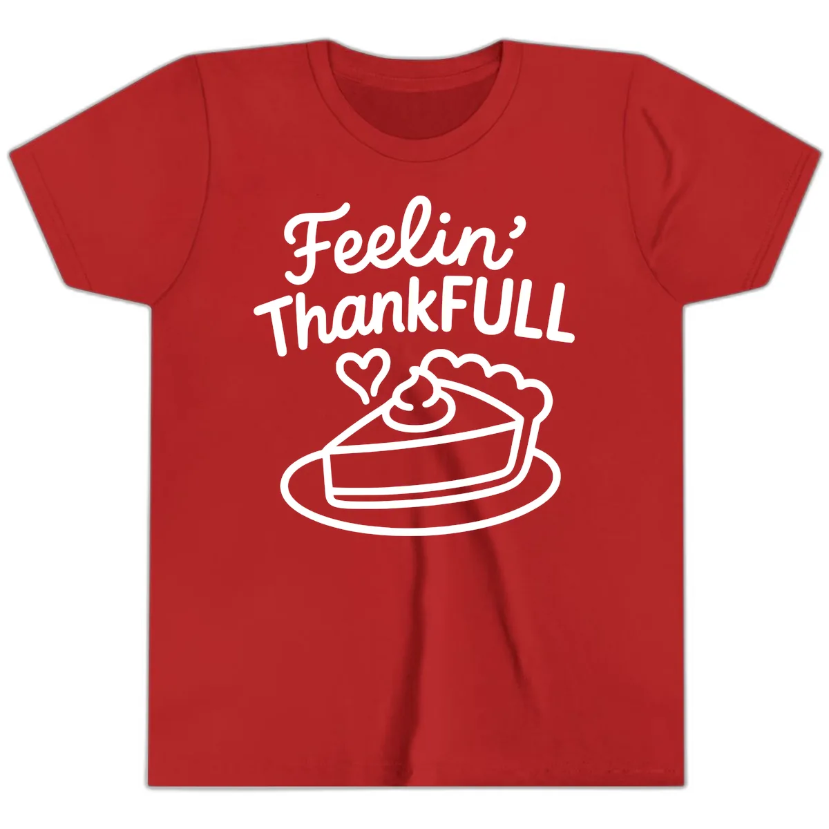 Feelin Thankfull Pie Slice Youth T-Shirt in Red