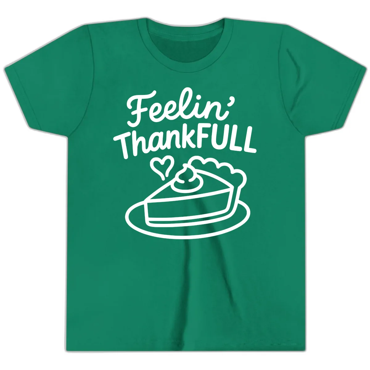 Feelin Thankfull Pie Slice Youth T-Shirt in Kelly