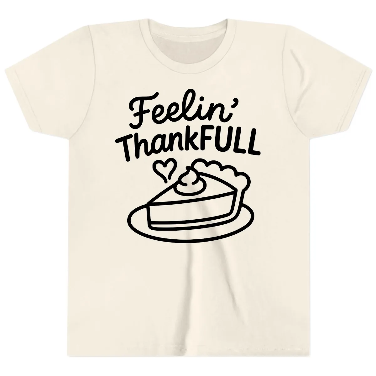 Feelin Thankfull Pie Slice Youth T-Shirt in Natural