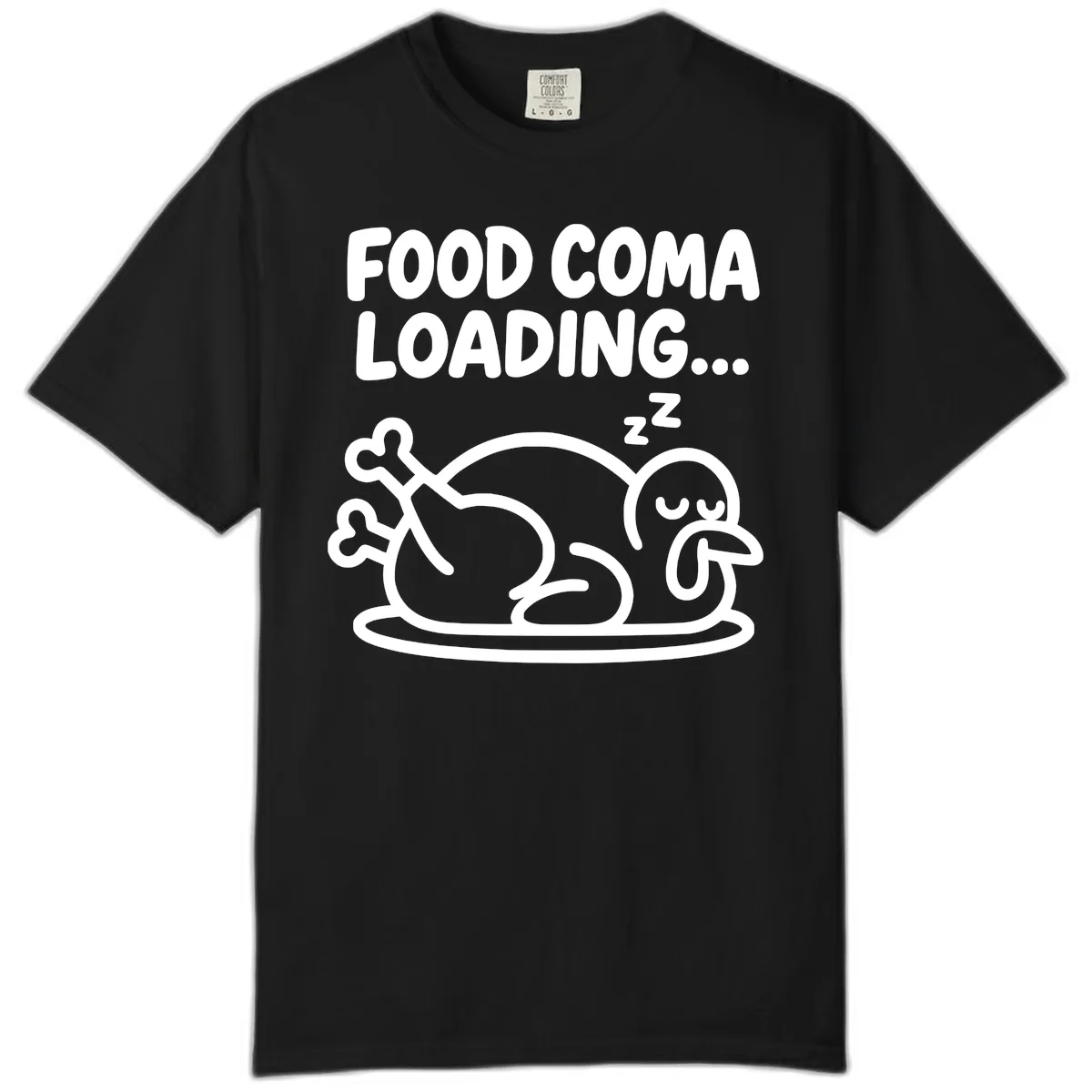 Food Coma Loading Turkey Graphic Comfort Color in Black