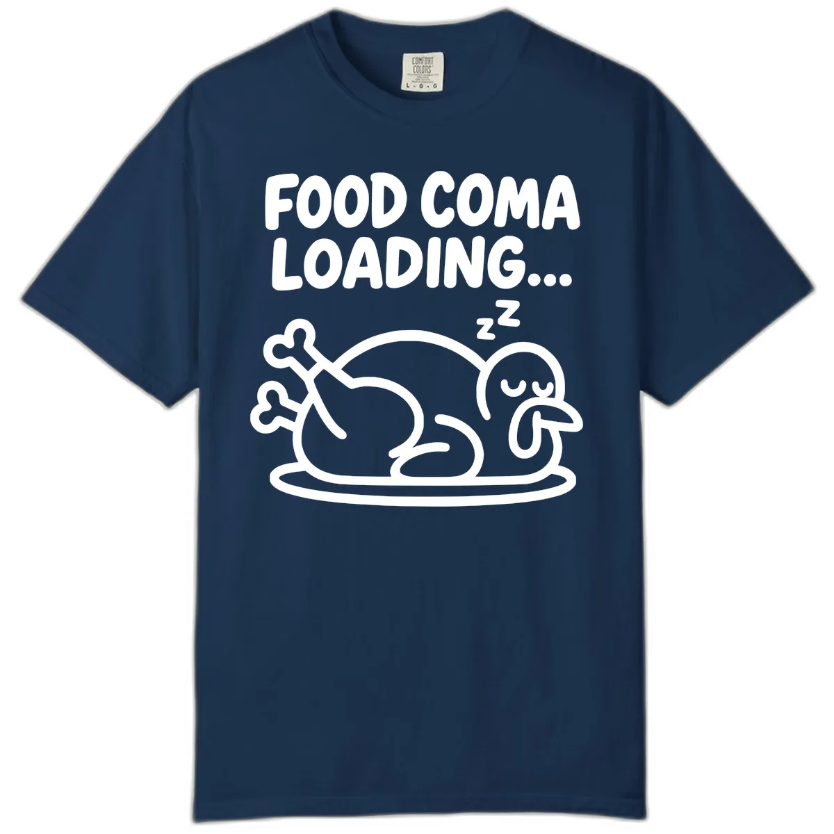 Food Coma Loading Turkey Graphic Comfort Color in Navy