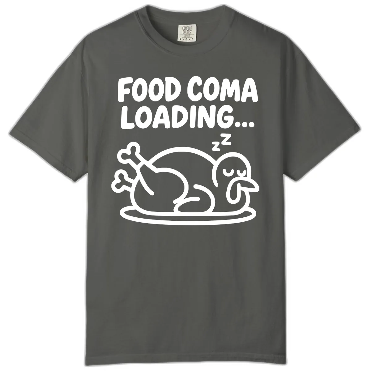 Food Coma Loading Turkey Graphic Comfort Color in Pepper