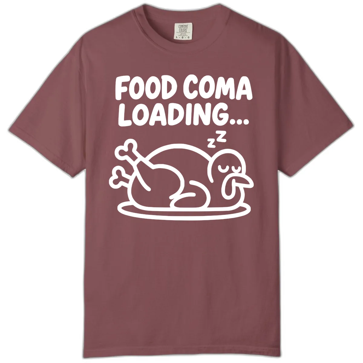 Food Coma Loading Turkey Graphic Comfort Color in Brick