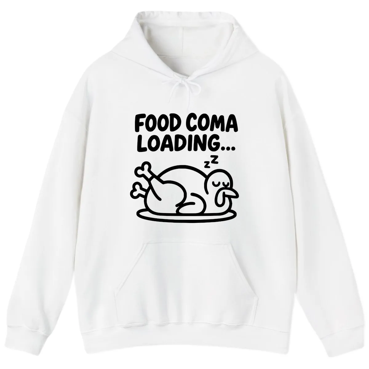 Food Coma Loading Turkey Graphic Hoodie in White