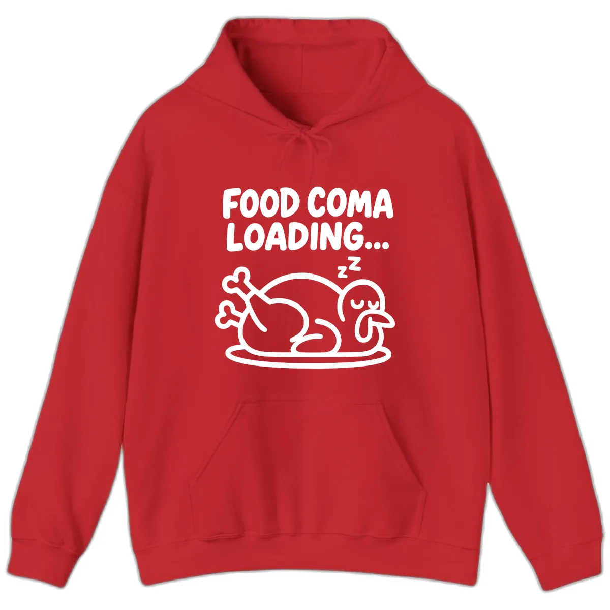 Food Coma Loading Turkey Graphic Hoodie in Red