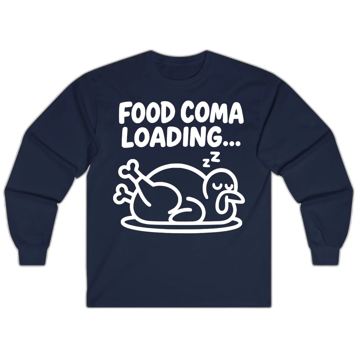 Food Coma Loading Turkey Graphic Long Sleeve in Navy
