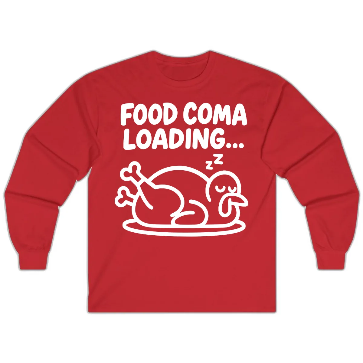 Food Coma Loading Turkey Graphic Long Sleeve in Red