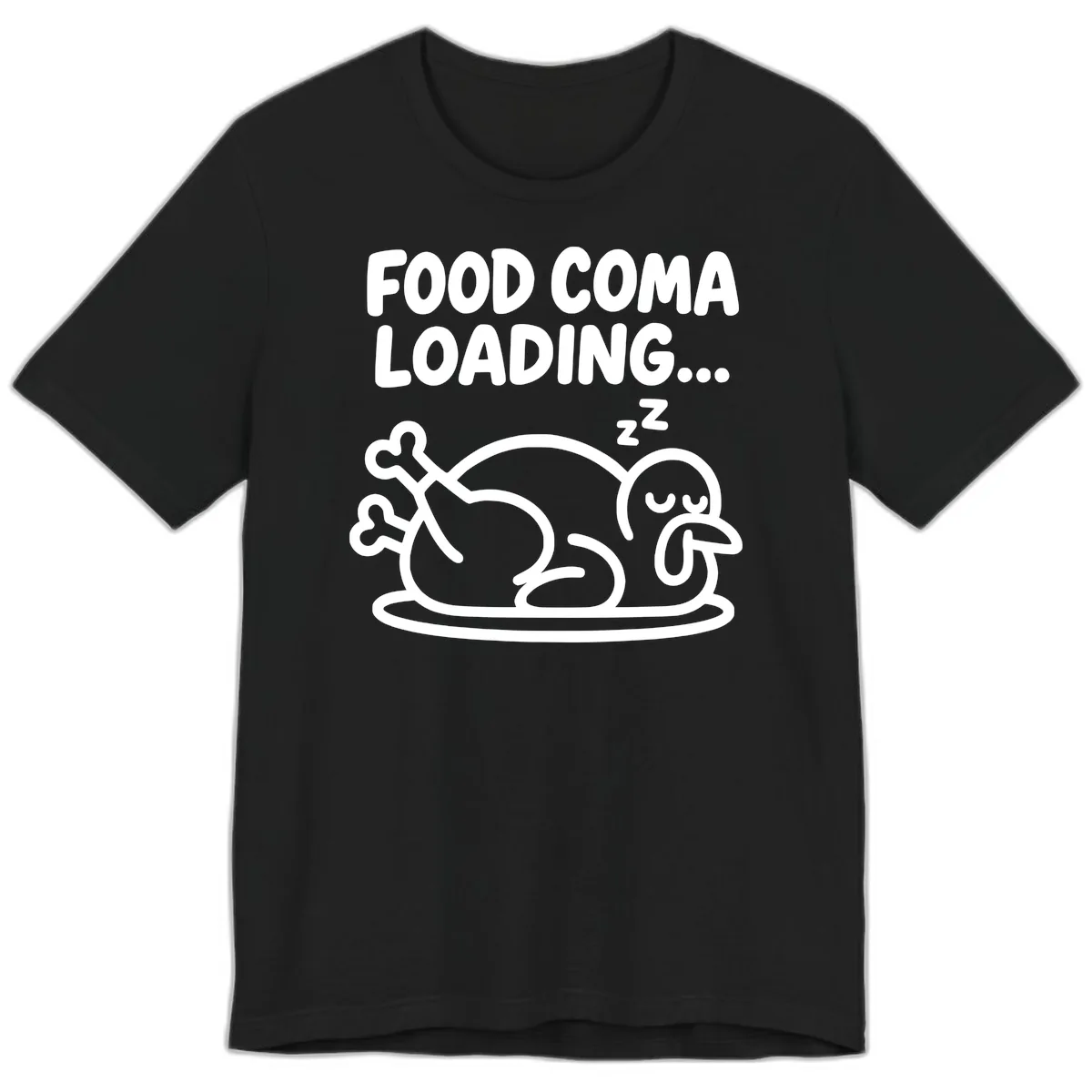 Food Coma Loading Turkey Graphic Premium T-Shirt in Black