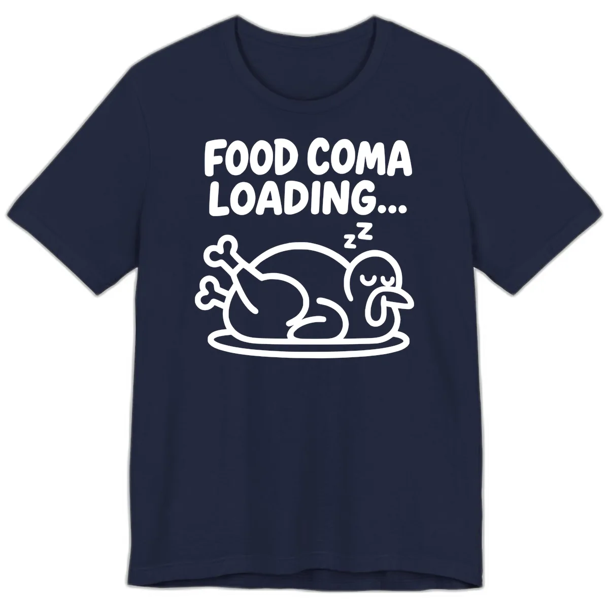 Food Coma Loading Turkey Graphic Premium T-Shirt in Navy
