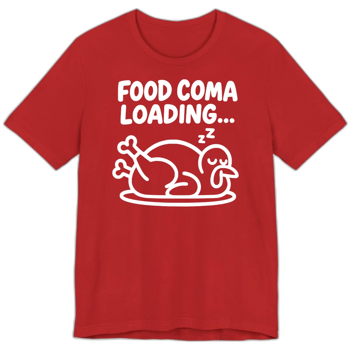Food Coma Loading Turkey Graphic Premium T-Shirt in Red