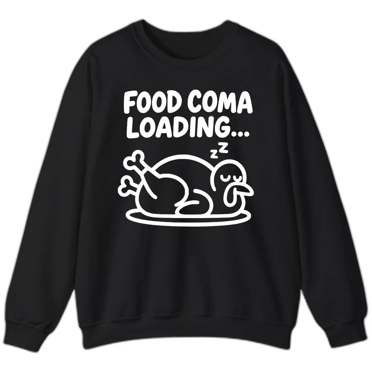 Food Coma Loading Turkey Graphic Sweatshirt in Black