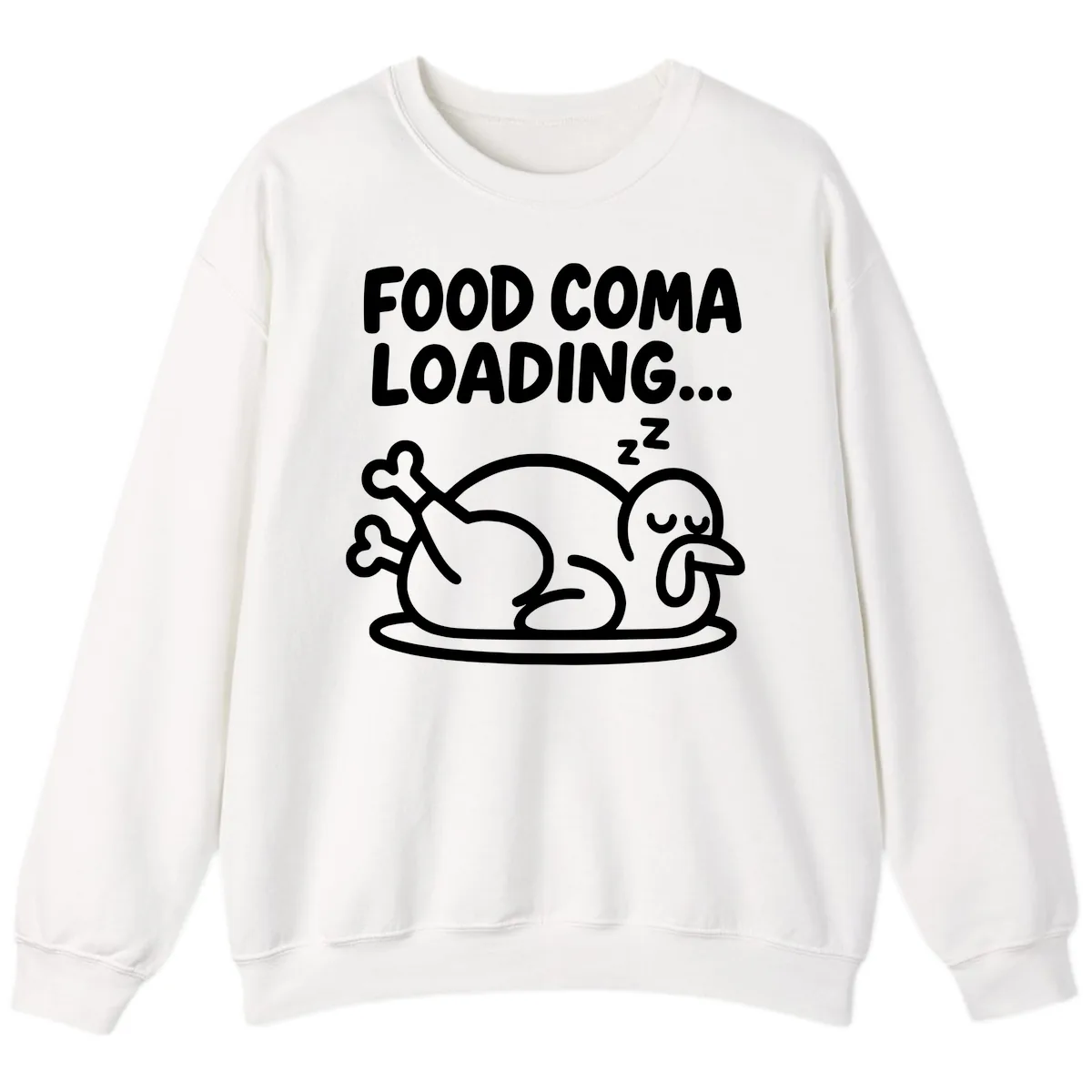 Food Coma Loading Turkey Graphic Sweatshirt in White