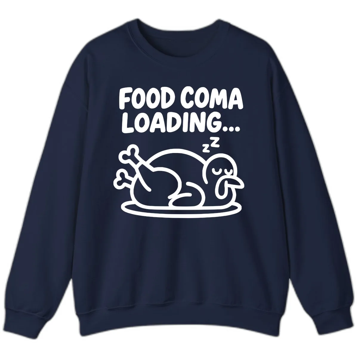 Food Coma Loading Turkey Graphic Sweatshirt in Navy