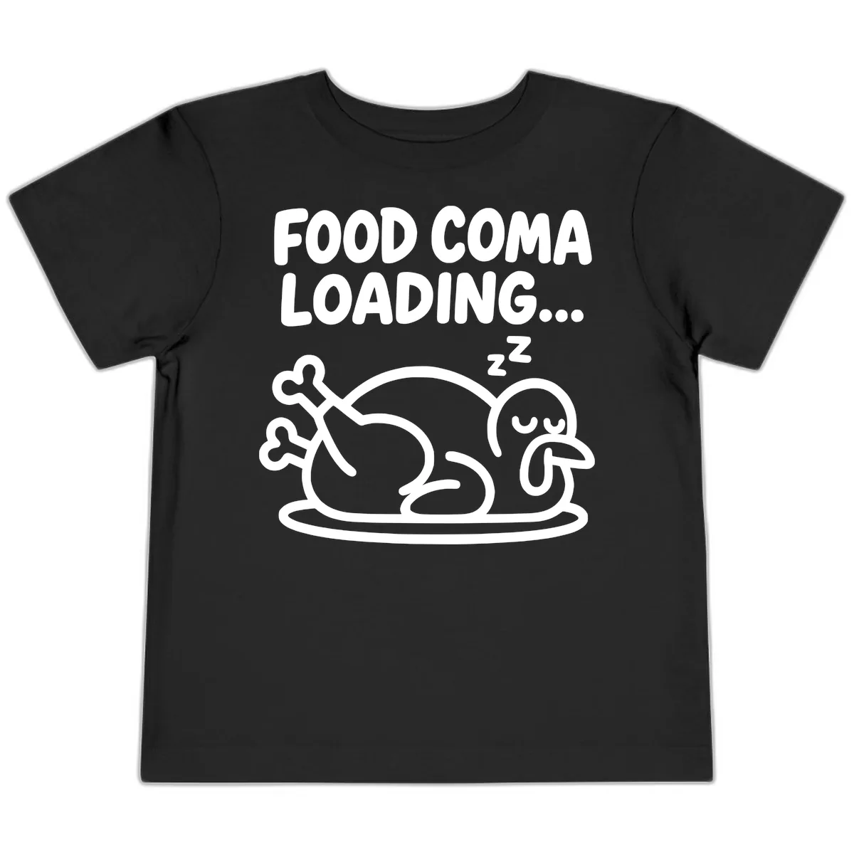 Food Coma Loading Turkey Graphic Toddler T-Shirt in Black