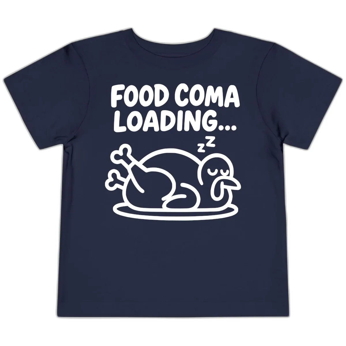 Food Coma Loading Turkey Graphic Toddler T-Shirt in Navy