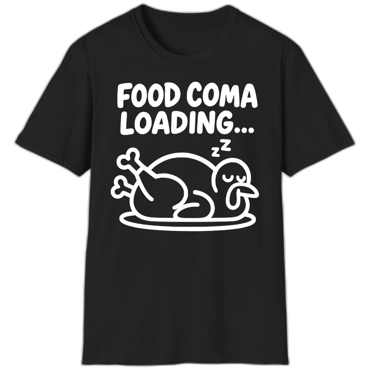 Food Coma Loading Turkey Graphic T-Shirt in Black