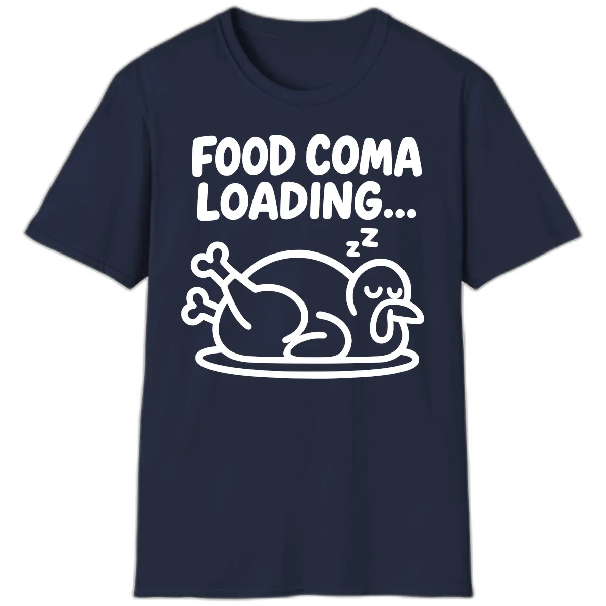 Food Coma Loading Turkey Graphic T-Shirt in Navy