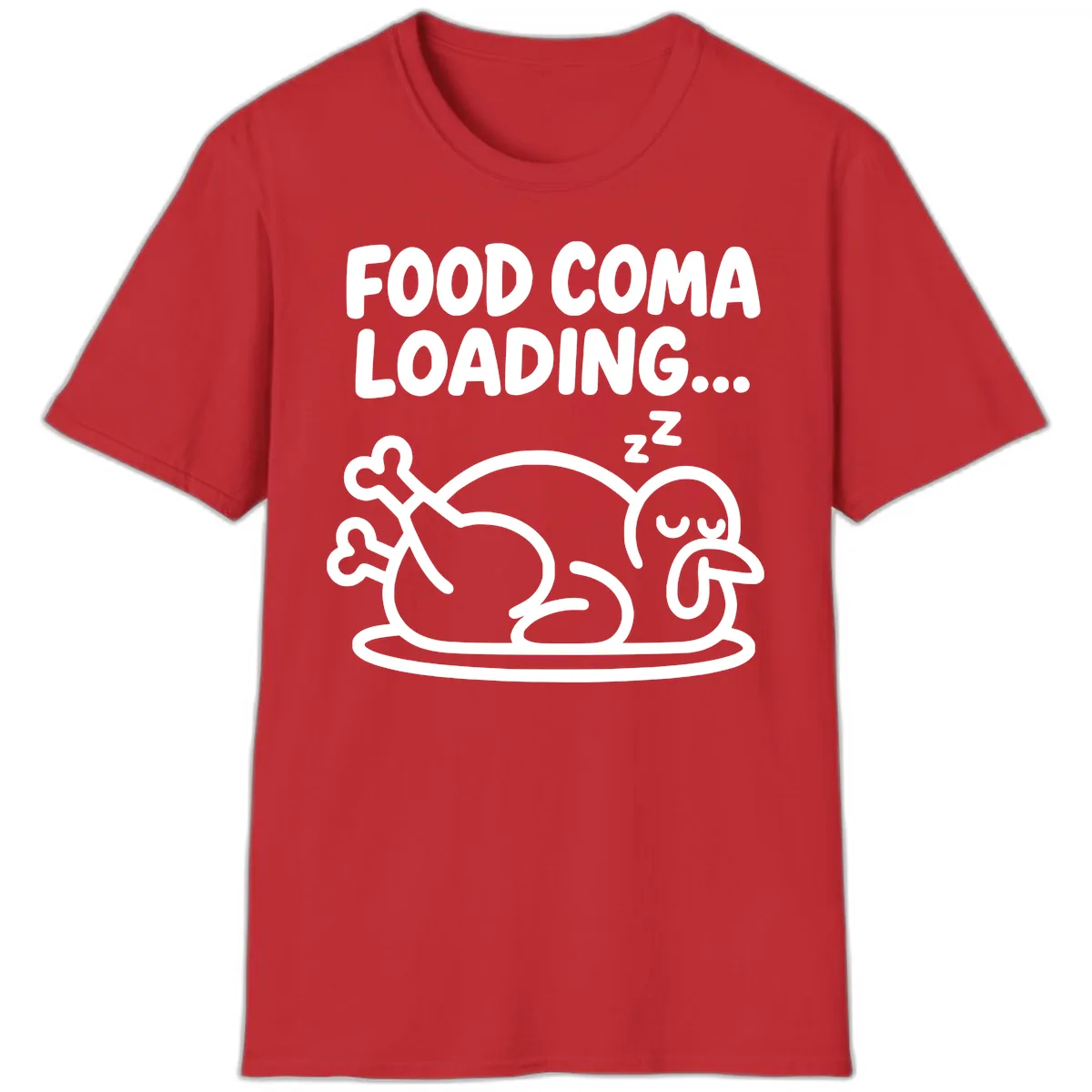 Food Coma Loading Turkey Graphic T-Shirt in Red