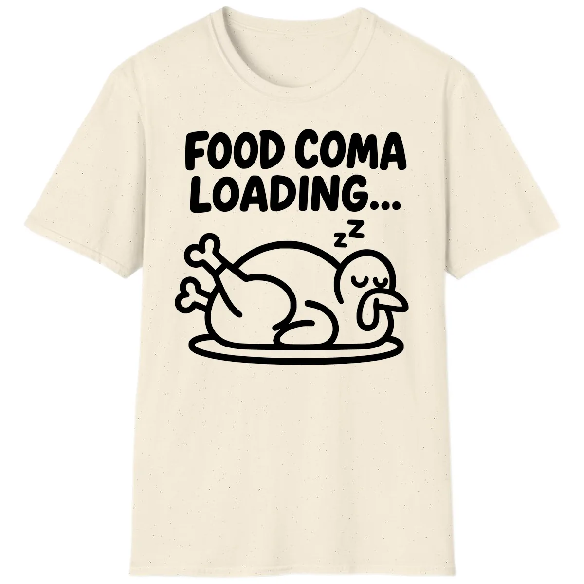 Food Coma Loading Turkey Graphic T-Shirt in Natural