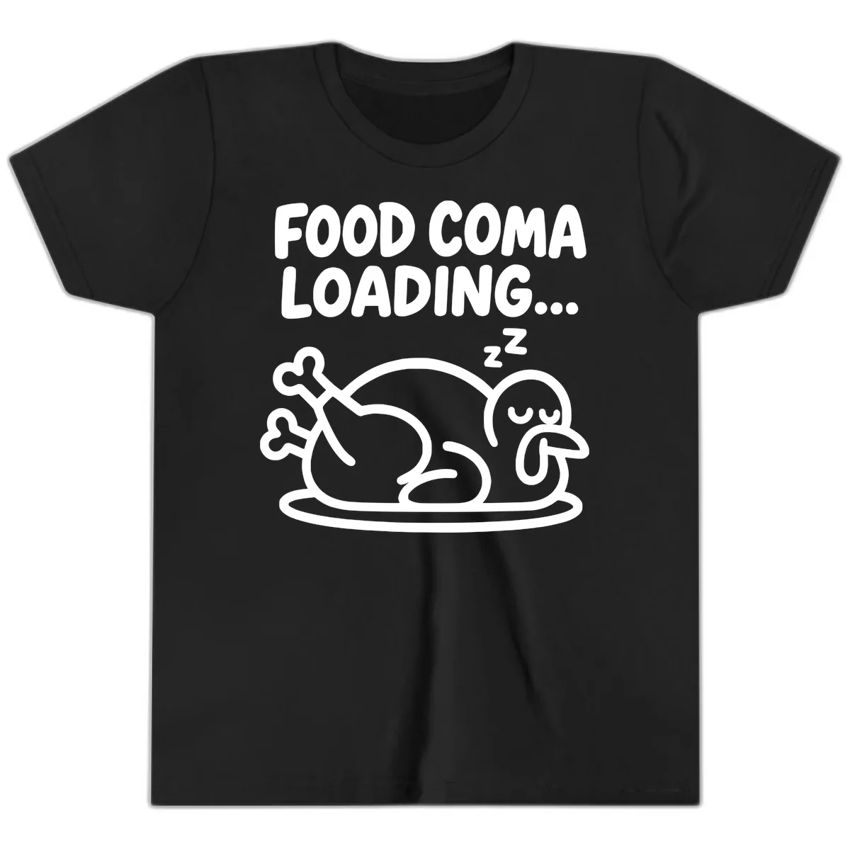 Food Coma Loading Turkey Graphic Youth T-Shirt in Black