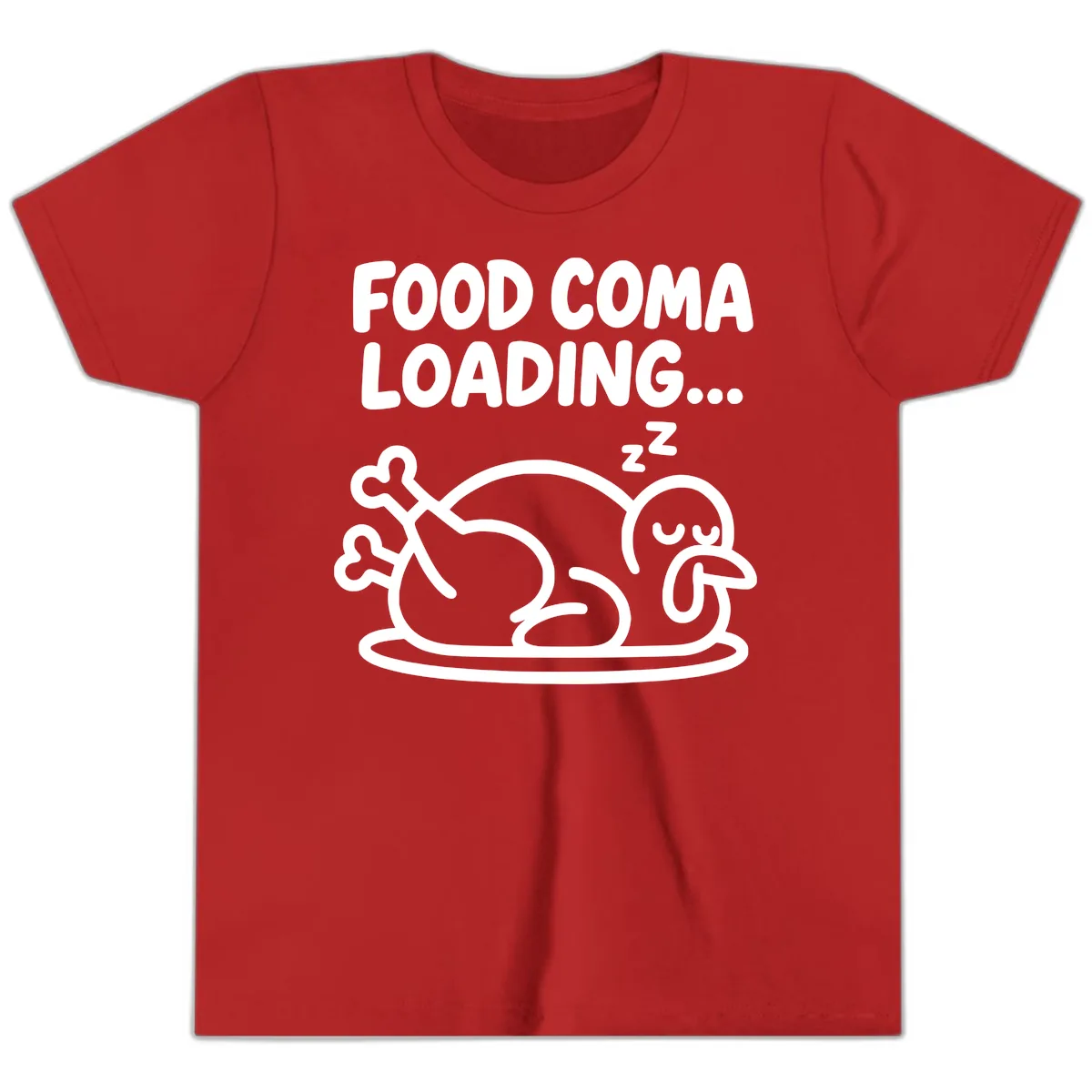 Food Coma Loading Turkey Graphic Youth T-Shirt in Red