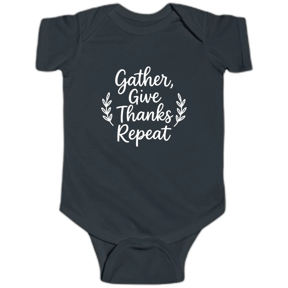 Gather Give Thanks Repeat Design Baby Onesie in Black