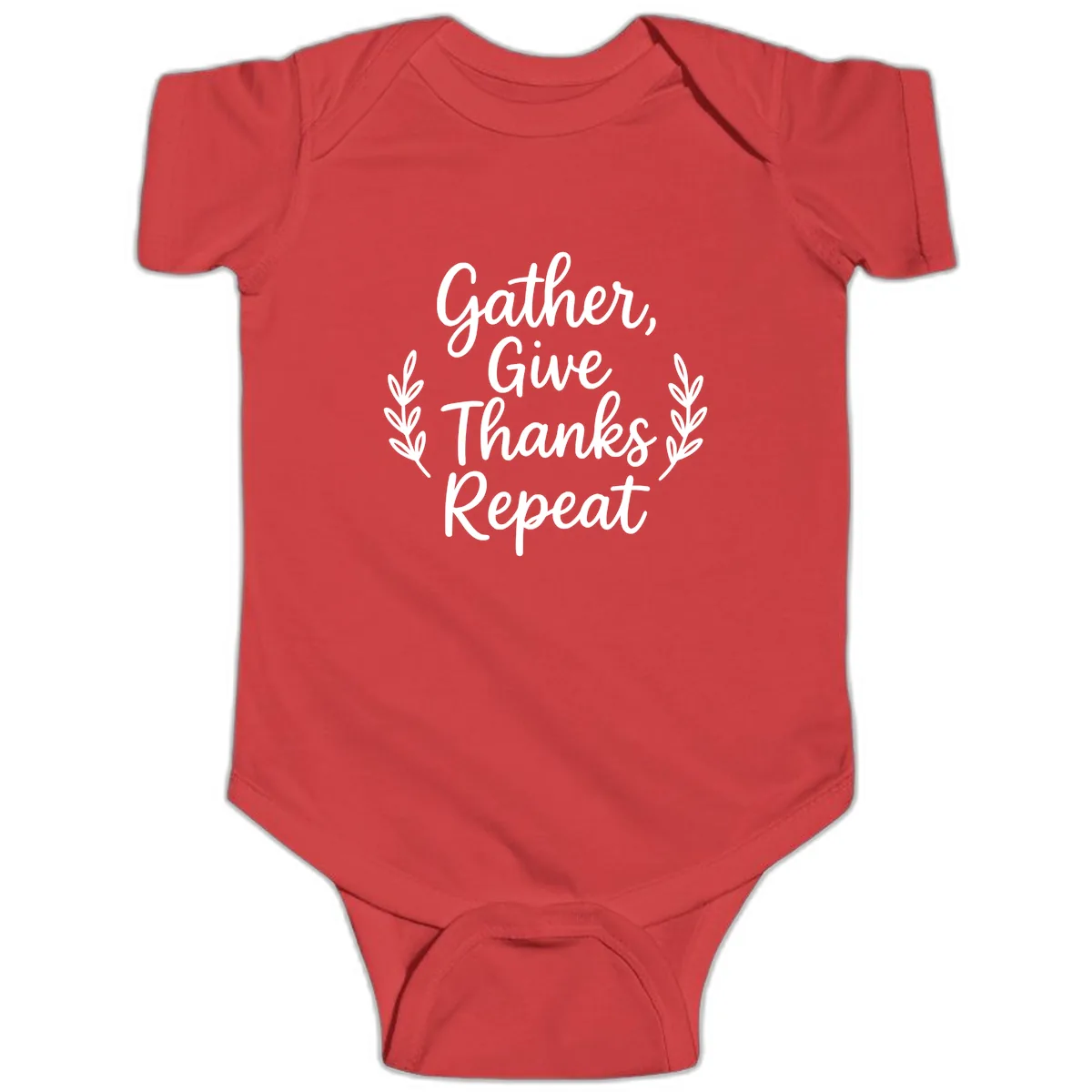 Gather Give Thanks Repeat Design Baby Onesie in Red