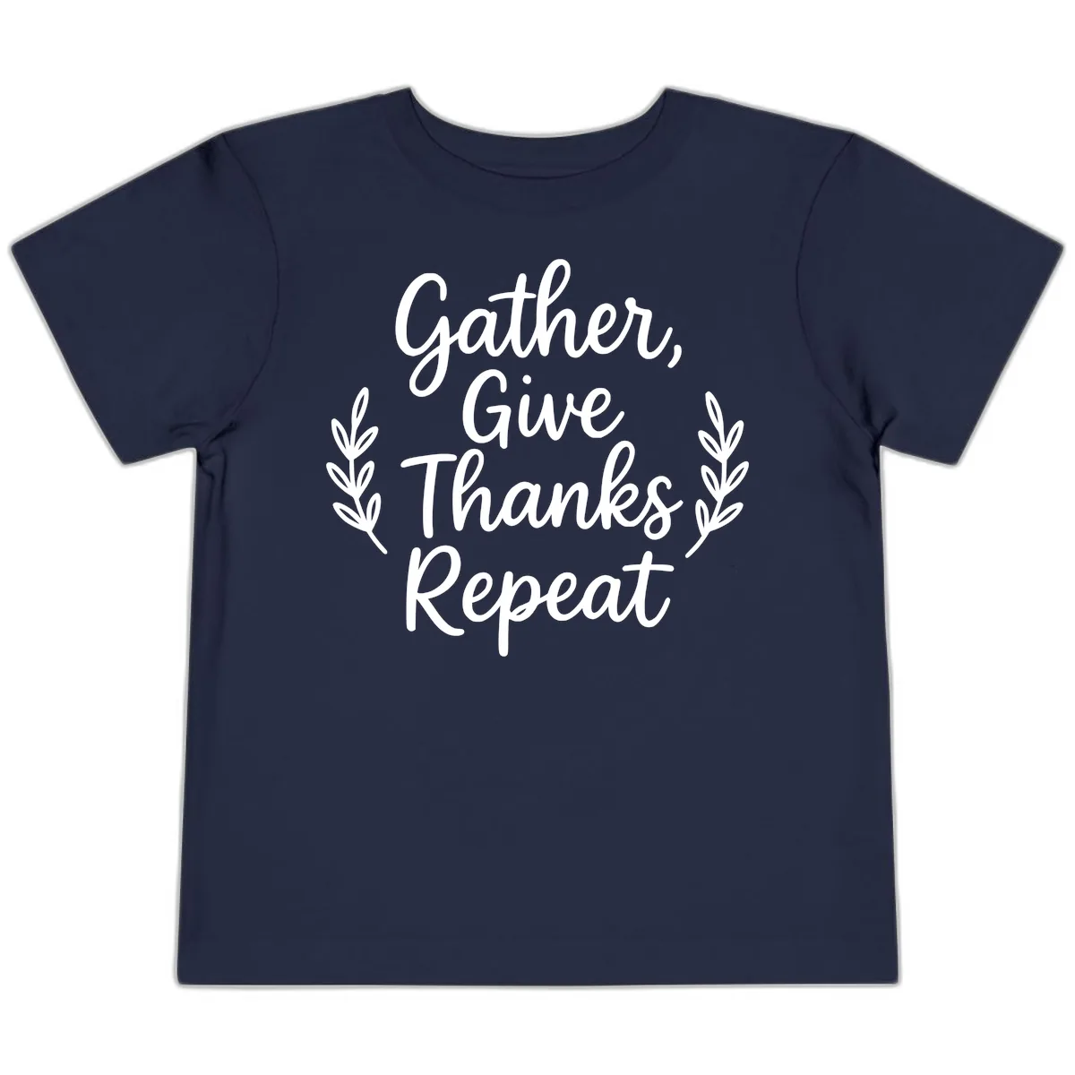 Gather Give Thanks Repeat Design Toddler T-Shirt in Navy