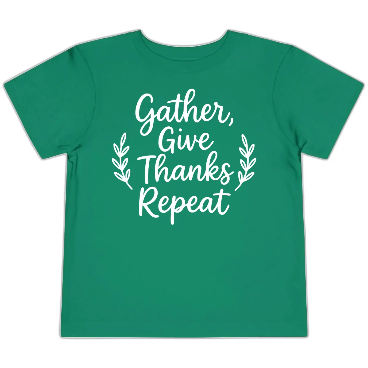 Gather Give Thanks Repeat Design Toddler T-Shirt in Kelly
