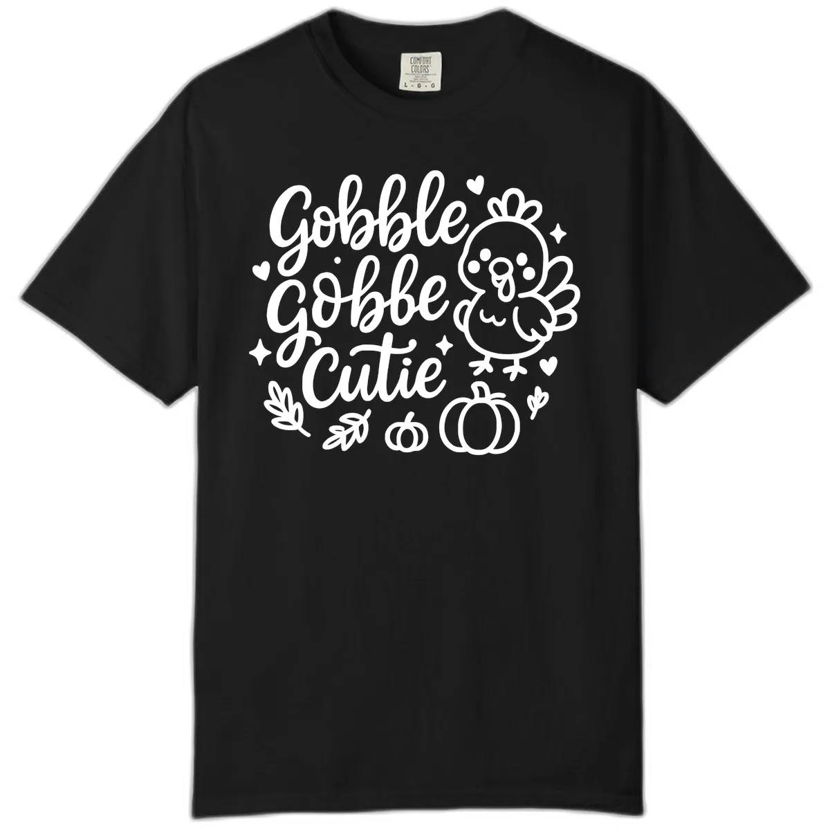 Gobble Gobble Cutie Turkey Design Comfort Color in Black