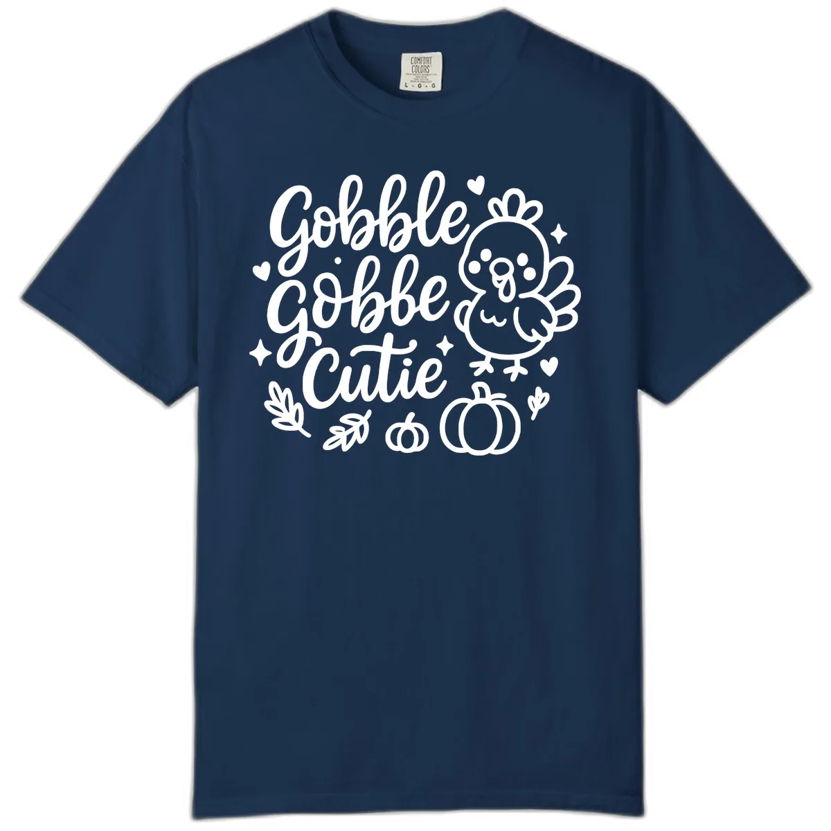 Gobble Gobble Cutie Turkey Design Comfort Color in Navy