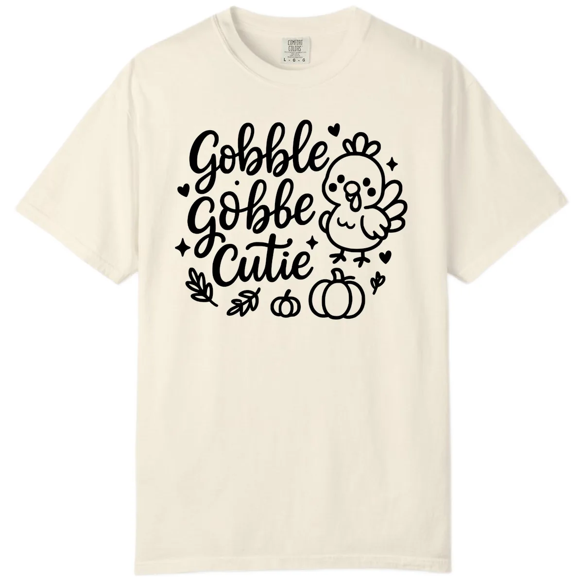 Gobble Gobble Cutie Turkey Design Comfort Color in Ivory