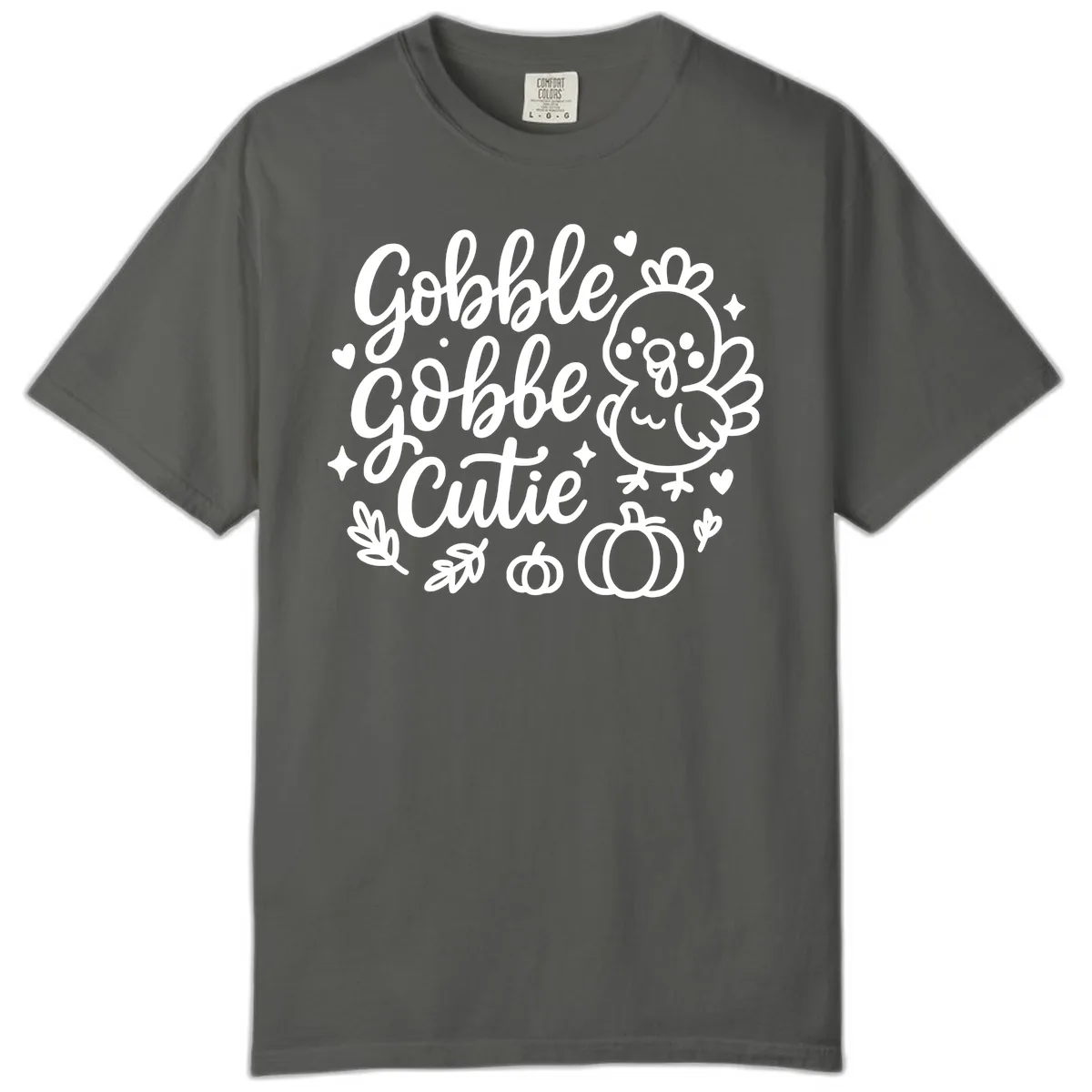 Gobble Gobble Cutie Turkey Design Comfort Color in Pepper