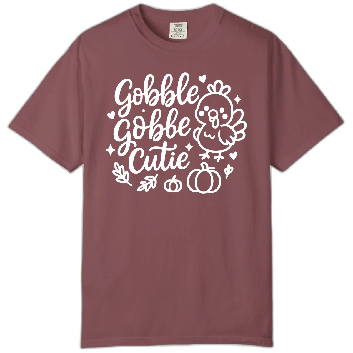 Gobble Gobble Cutie Turkey Design Comfort Color in Brick
