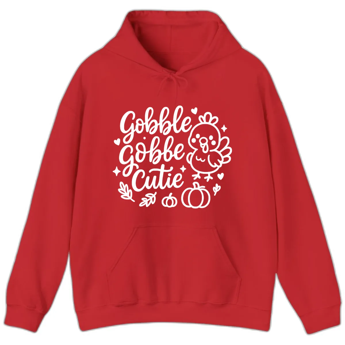 Gobble Gobble Cutie Turkey Design Hoodie in Red
