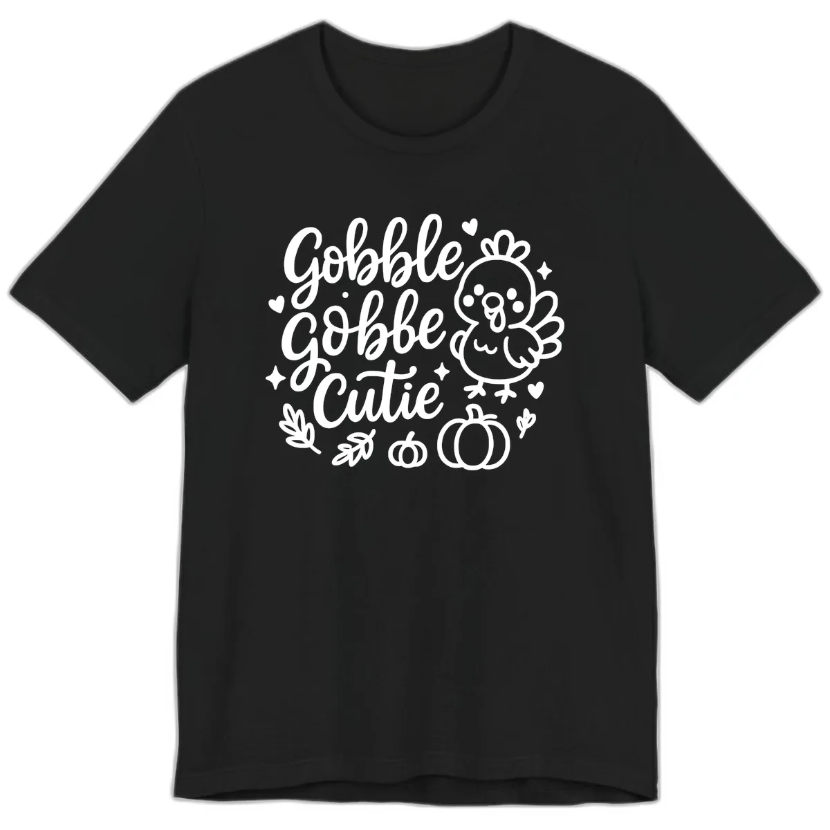 Gobble Gobble Cutie Turkey Design Premium T-Shirt in Black