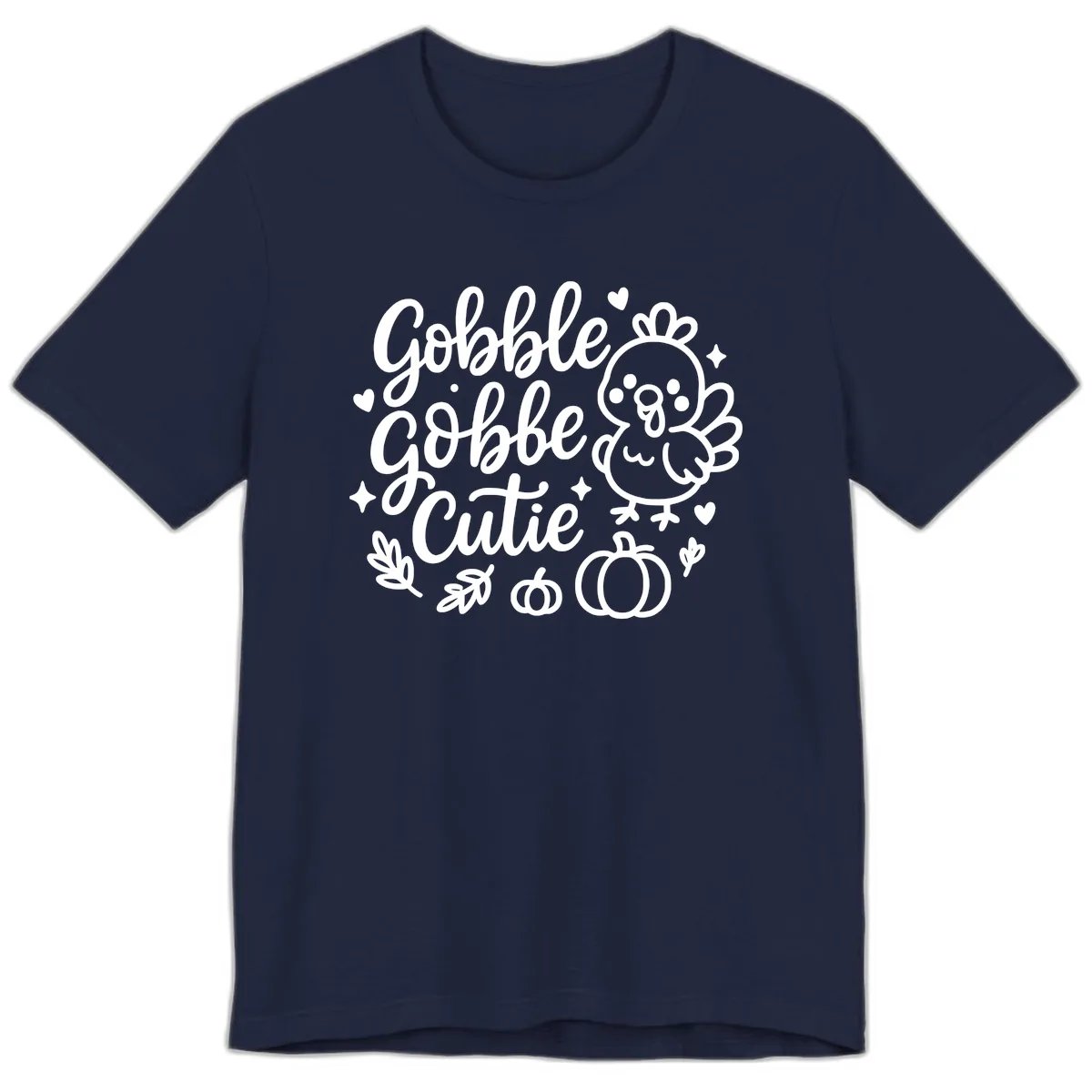 Gobble Gobble Cutie Turkey Design Premium T-Shirt in Navy