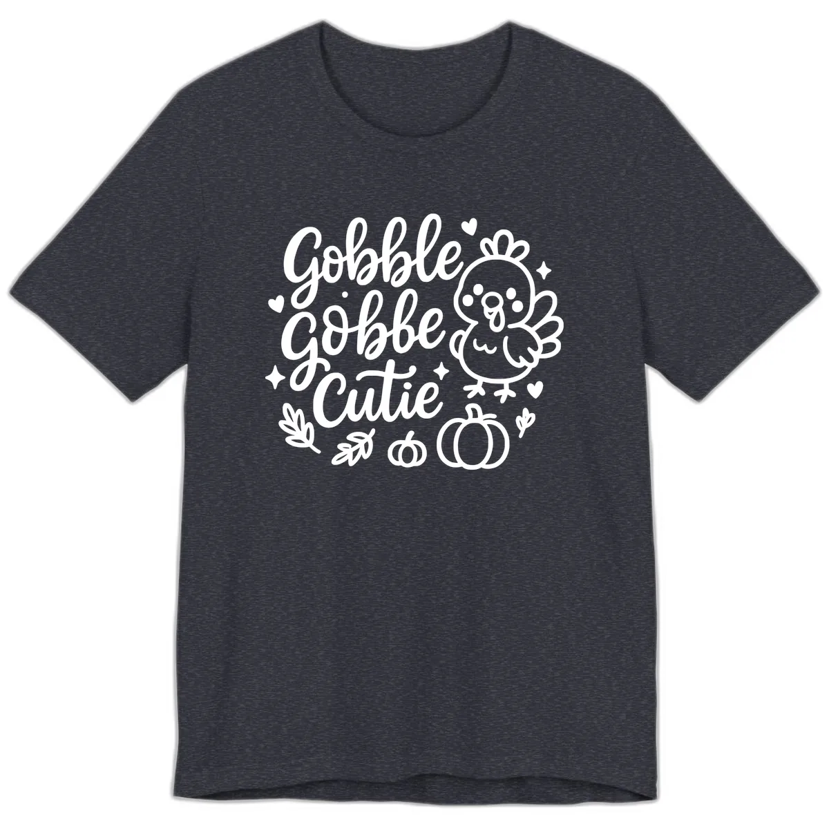 Gobble Gobble Cutie Turkey Design Premium T-Shirt in Heather Navy