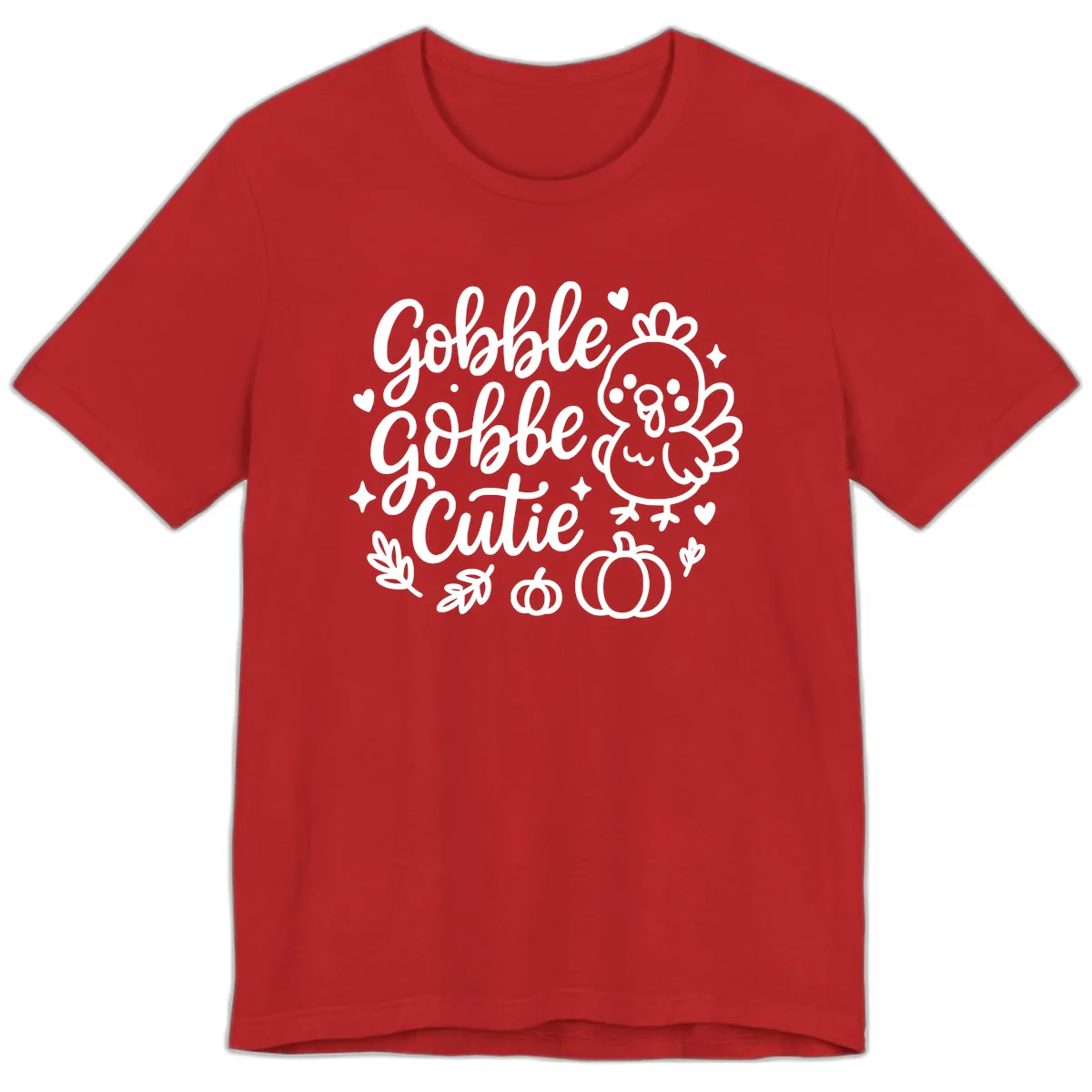 Gobble Gobble Cutie Turkey Design Premium T-Shirt in Red