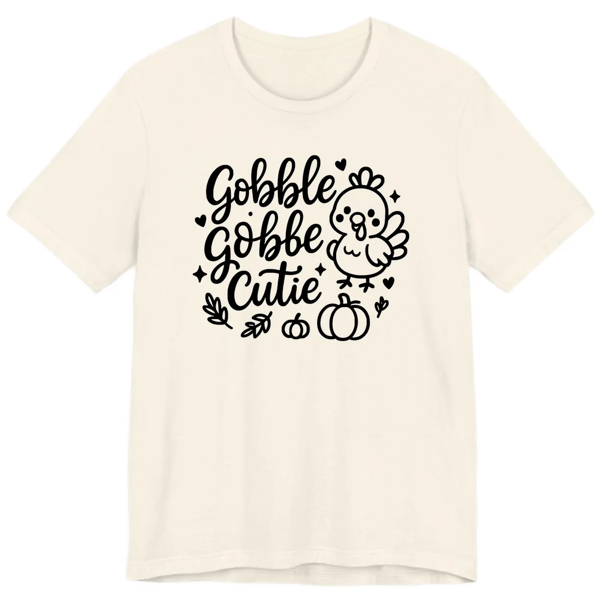 Gobble Gobble Cutie Turkey Design Premium T-Shirt in Natural