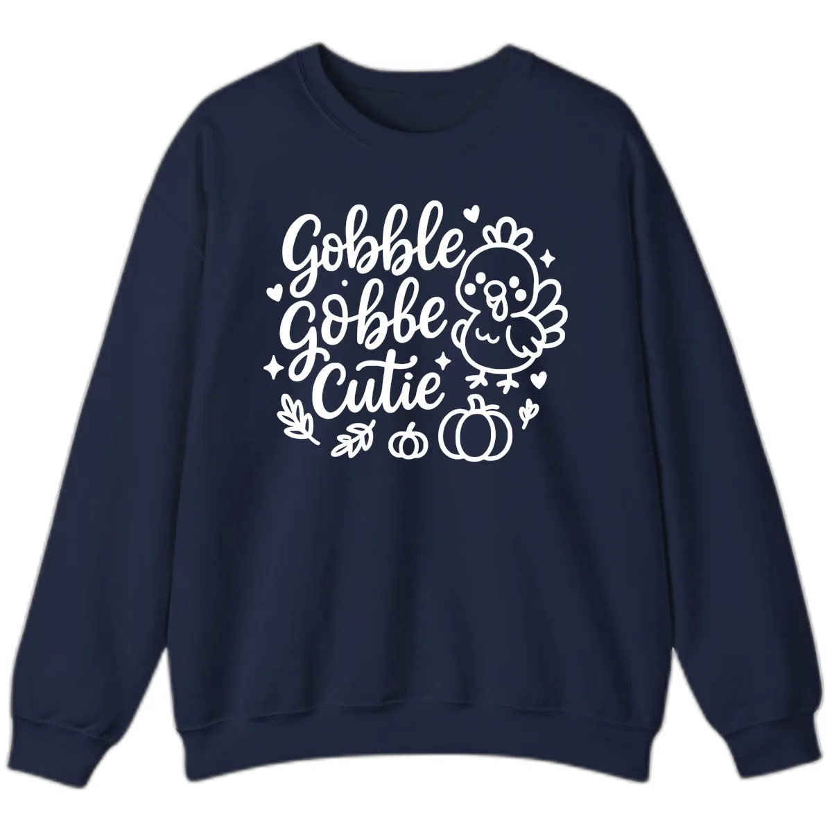Gobble Gobble Cutie Turkey Design Sweatshirt in Navy