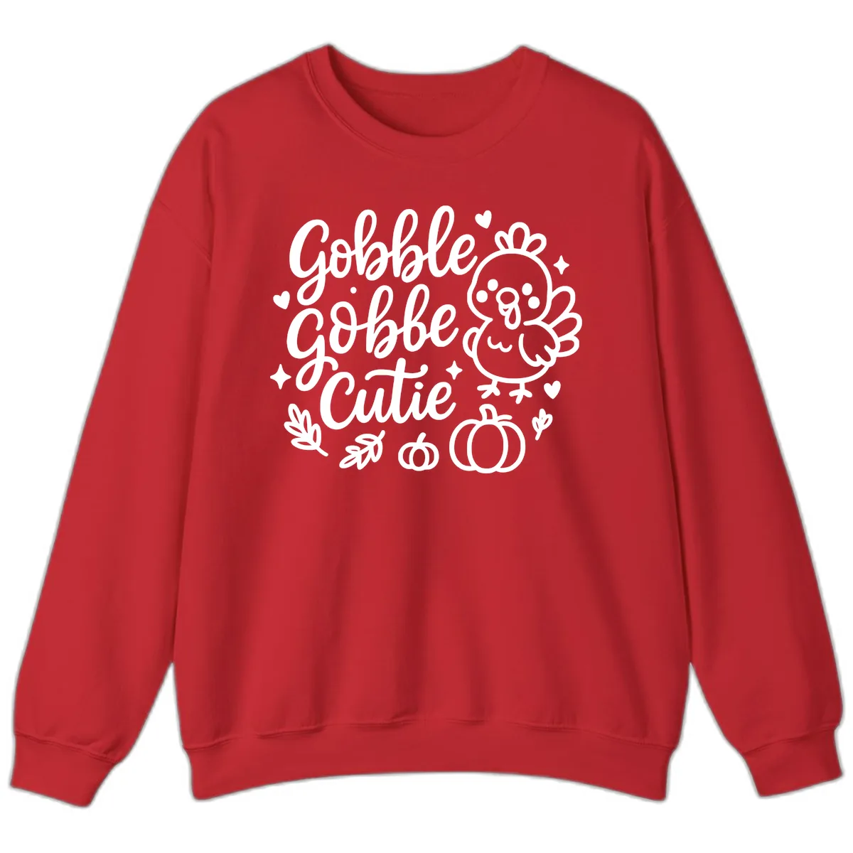 Gobble Gobble Cutie Turkey Design Sweatshirt in Red