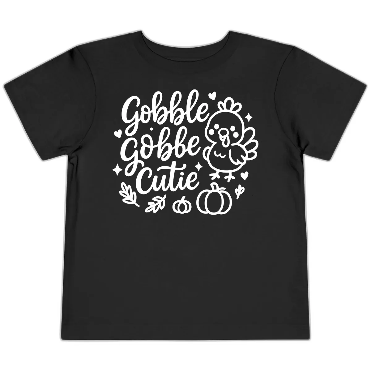 Gobble Gobble Cutie Turkey Design Toddler T-Shirt in Black