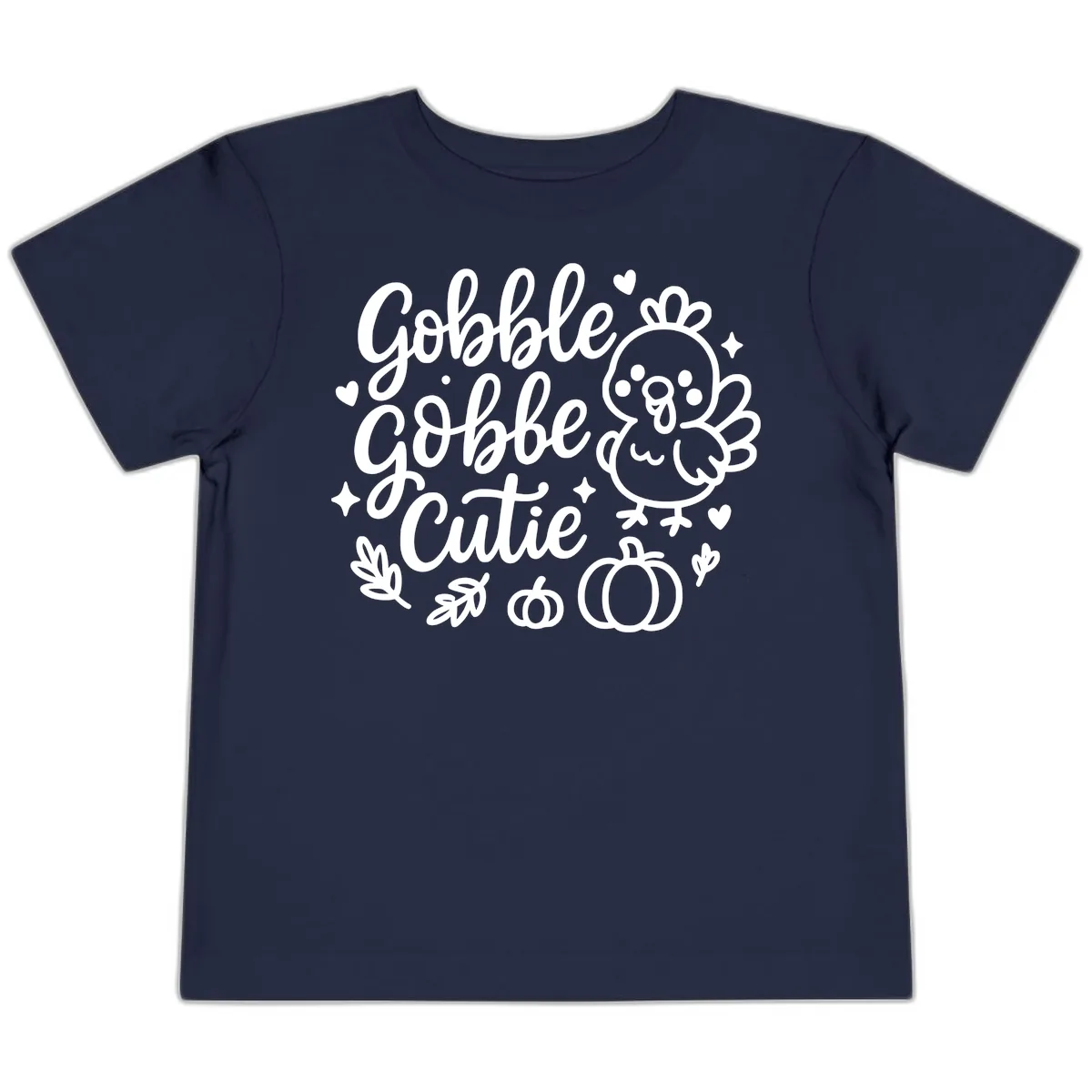 Gobble Gobble Cutie Turkey Design Toddler T-Shirt in Navy