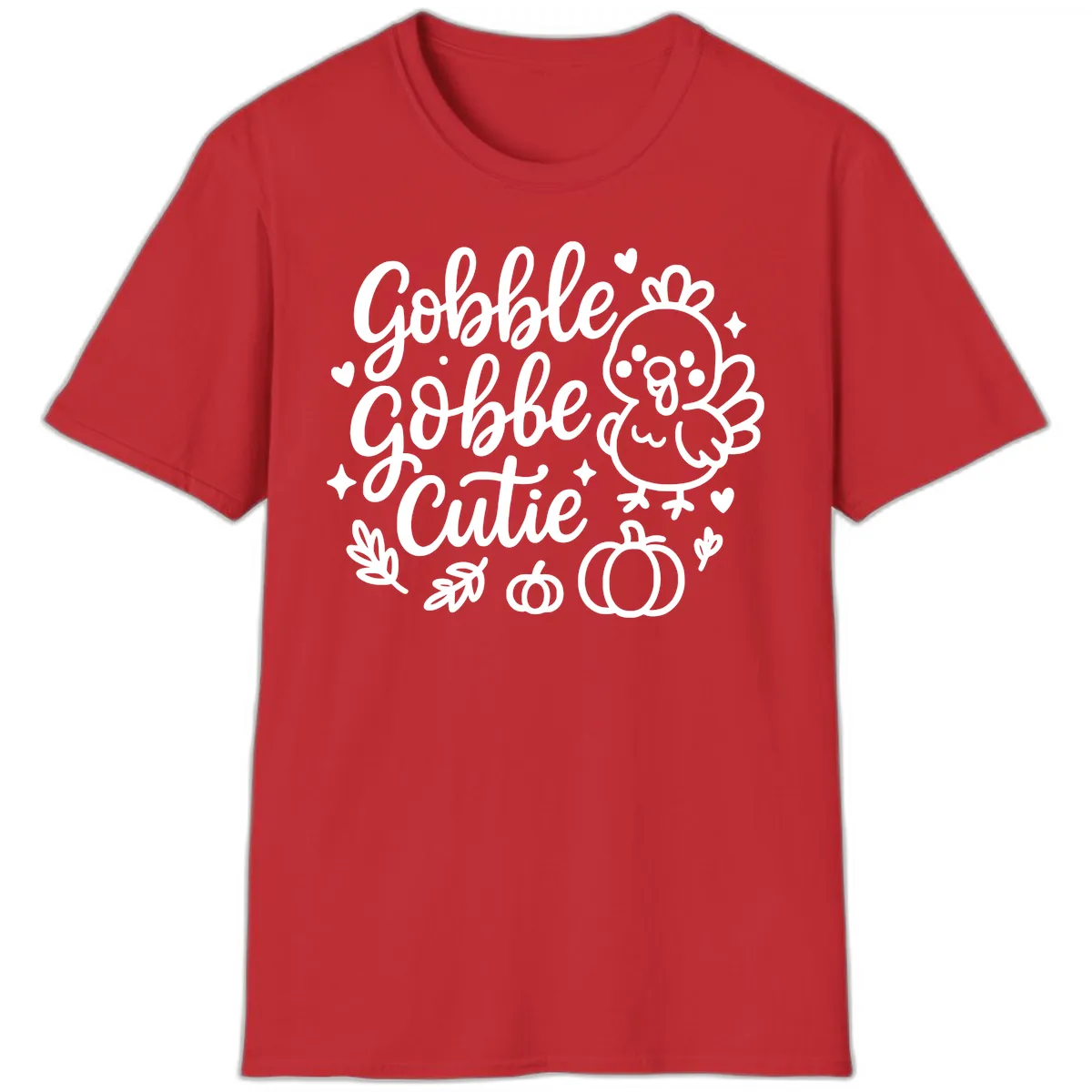 Gobble Gobble Cutie Turkey Design T-Shirt in Red
