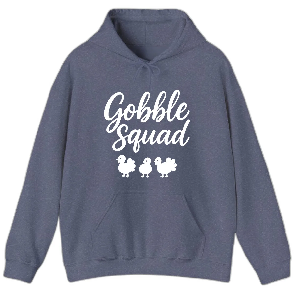 Gobble Squad Thanksgiving Design Hoodie in Heather Navy