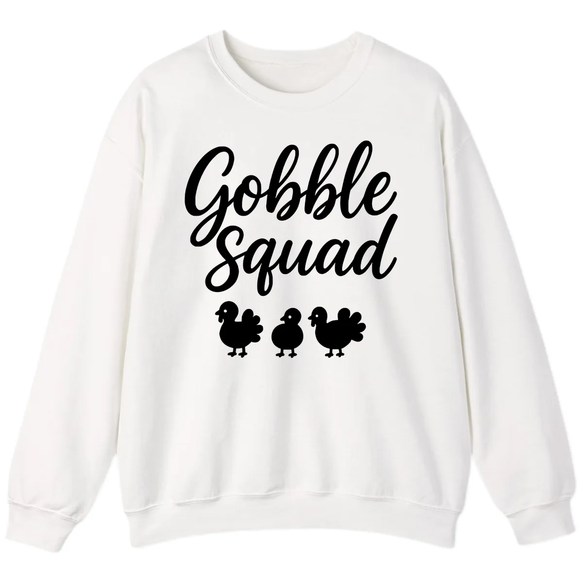 Gobble Squad Thanksgiving Design Sweatshirt in White