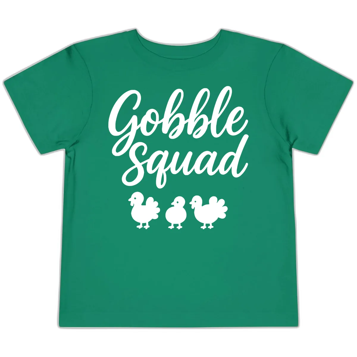 Gobble Squad Thanksgiving Design Toddler T-Shirt in Kelly