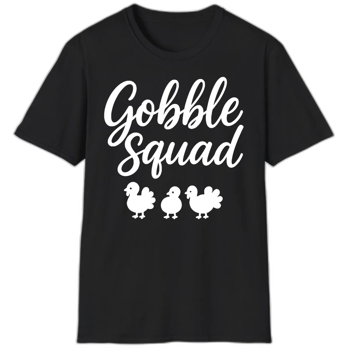 Gobble Squad Thanksgiving Design T-Shirt in Black